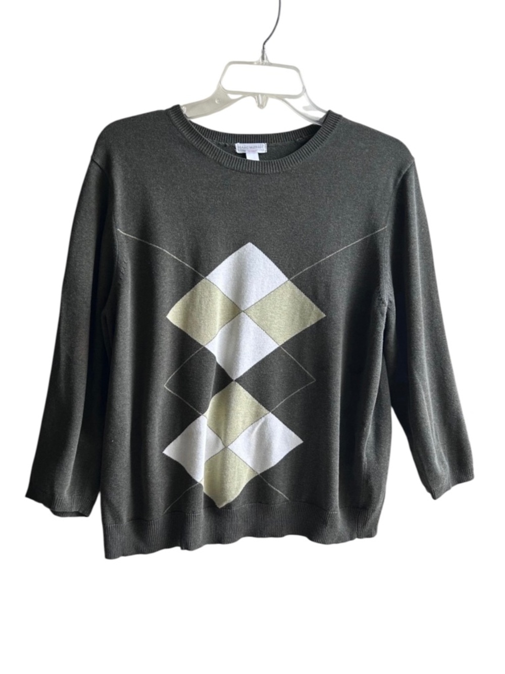 Issac Mizrahi for Target Argyle Cotton / Wool Blend 3/4 Sleeve Sweater